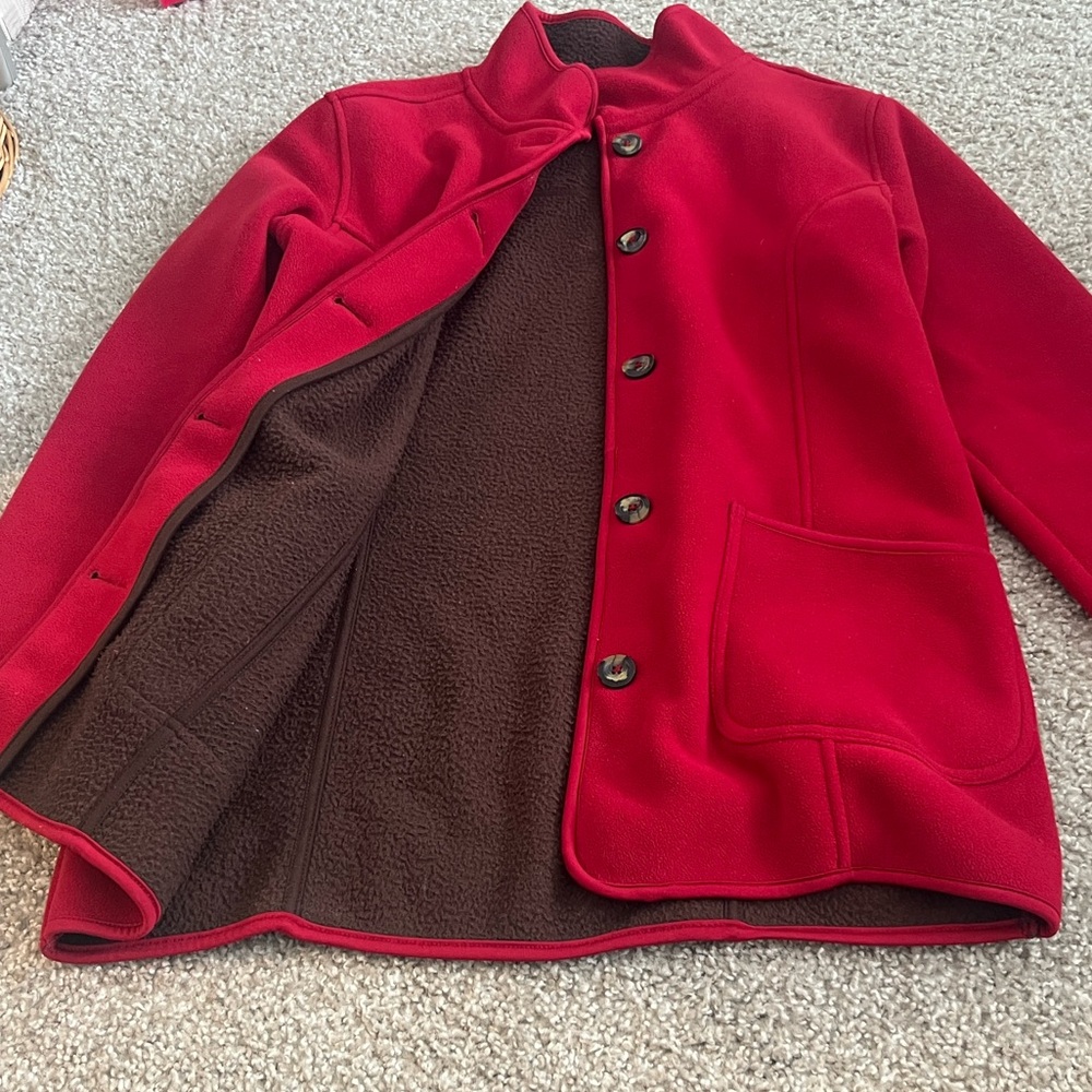 Red Button-Front Wool Jacket - Picture 2 of 5